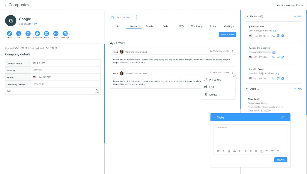 FORTVISION CRM — Company Notes and Details